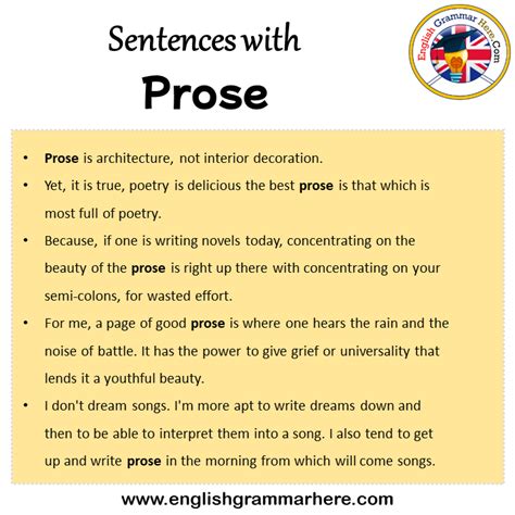 prose examples sentences